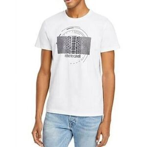 Roberto Cavalli Men's Cavalli Tee Cotton Short Sleeve White Size L